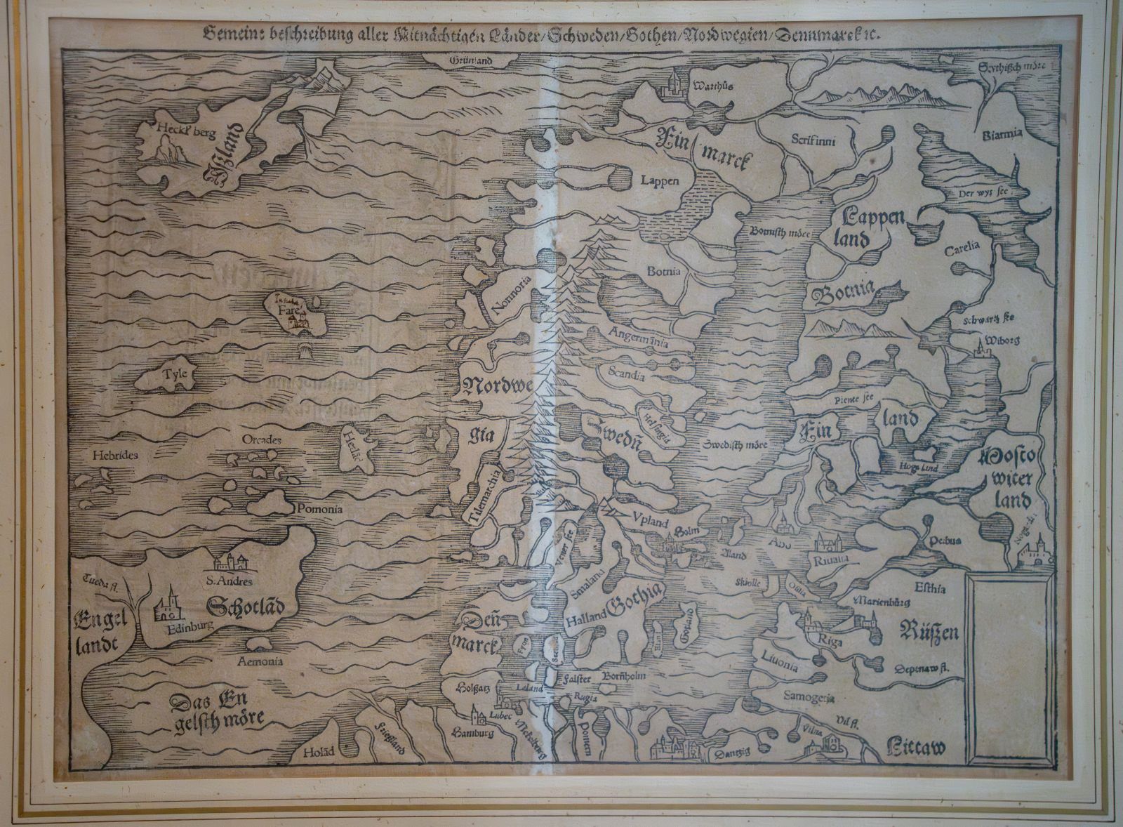 Sebastian Münster: Kupferstich Nordeuropas aus 1540