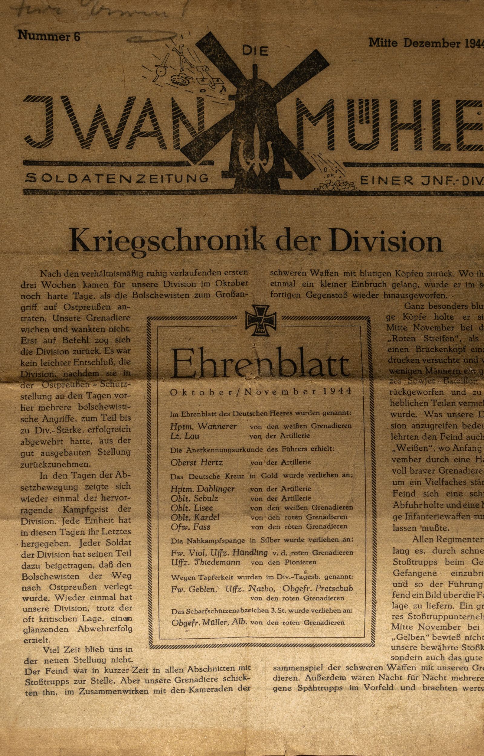 Konvolut Divisionszeitschriften "Iwan Mühle"