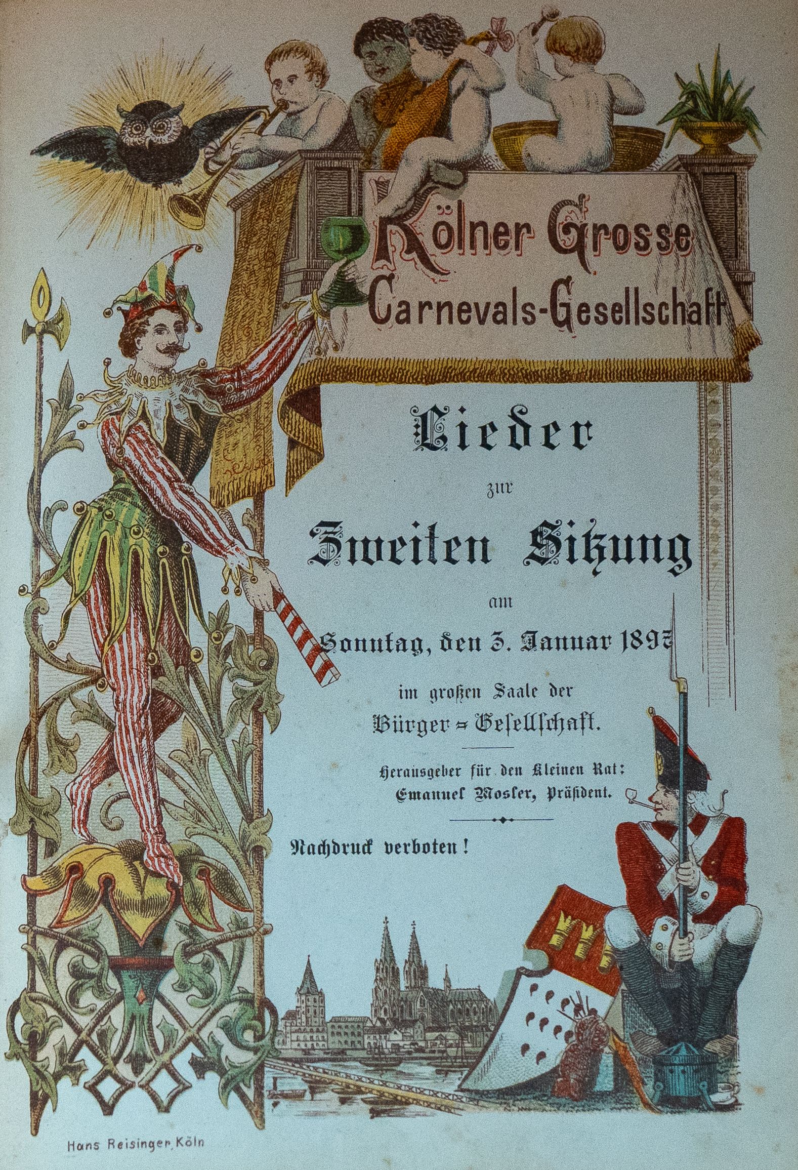 Historisches Liederheft: Titelblatt der Kölner Grossen Carnevals-Gesellschaft (1897)