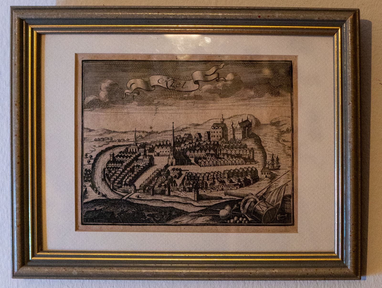 Historischer Kupferstich: Topografische Stadtansicht von Kiel (Merian)